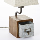 BRILLIANT 99023/43 | Casket Brilliant stolové svietidlo 34cm prepínač na vedení 1x E27 antický zinok, drevo