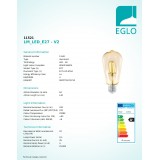 EGLO 11521 | E27 4W -> 22W Eglo Edison ST64 LED svetelný zdroj filament 220lm 2200K 360° CRI>80
