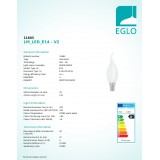 EGLO 11603 | E14 4W -> 40W Eglo sviečka - dekor FC35 LED svetelný zdroj filament, milky 470lm 2700K 360° CRI>80