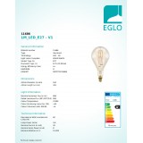EGLO 11686 | E27 8W -> 60W Eglo PS160 LED svetelný zdroj filament, BigSize 806lm 2100K regulovateľná intenzita svetla 360° CRI>80