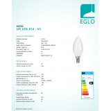 EGLO 11711 | E14 5W -> 40W Eglo sviečka C35 LED svetelný zdroj Relax & Work 470lm 2700 - 4000K regulovateľná intenzita svetla, nastaviteľná farebná teplota impulzový prepínač 230° CRI>80
