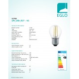 EGLO 11762 | E27 4W -> 40W Eglo malá guľa G45 LED svetelný zdroj filament 470lm 2700K 320° CRI>80