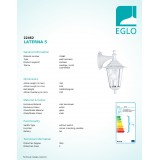 EGLO 22462 | Laterna8 Eglo rameno stenové svietidlo 1x E27 IP44 biela, priesvitná