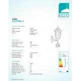 EGLO 22464 | Laterna8 Eglo rameno stenové svietidlo pohybový senzor 1x E27 IP44 biela, priesvitná