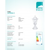 EGLO 22466 | Laterna8 Eglo stojaté svietidlo 38,5cm 1x E27 IP44 biela, priesvitná