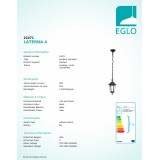 EGLO 22471 | Laterna8 Eglo visiace svietidlo 1x E27 IP44 čierna, priesvitná