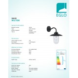 EGLO 30155 | Milton2 Eglo stenové svietidlo 1x E27 IP44 čierna, priesvitné