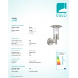 EGLO 30184 | Lisio Eglo rameno stenové svietidlo 1x E27 IP44 zušľachtená oceľ, nehrdzavejúca oceľ, priesvitná