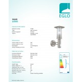 EGLO 30185 | Lisio Eglo rameno stenové svietidlo pohybový senzor 1x E27 IP44 zušľachtená oceľ, nehrdzavejúca oceľ, priesvitná