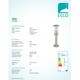 EGLO 30187 | Lisio Eglo stojaté svietidlo 50cm 1x E27 IP44 zušľachtená oceľ, nehrdzavejúca oceľ, priesvitná
