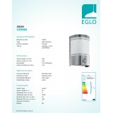 EGLO 30192 | Cerno Eglo stenové svietidlo pohybový senzor 1x E27 IP44 zušľachtená oceľ, nehrdzavejúca oceľ, saténový