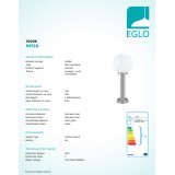 EGLO 30206 | Nisia Eglo stojaté svietidlo 50cm 1x E27 IP44 zušľachtená oceľ, nehrdzavejúca oceľ, biela