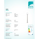 EGLO 30207 | Nisia Eglo stojaté svietidlo 100cm 1x E27 IP44 zušľachtená oceľ, nehrdzavejúca oceľ, biela