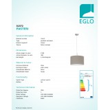 EGLO 31572 | Eglo-Pasteri-T Eglo visiace svietidlo 1x E27 matný tmavošedý, biela, matný nikel