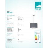 EGLO 31573 | Eglo-Pasteri-G Eglo visiace svietidlo kruhový 1x E27 matná šedá, biela, matný nikel