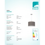 EGLO 31574 | Eglo-Pasteri-A Eglo visiace svietidlo 1x E27 matná hnedá, biela, matný nikel