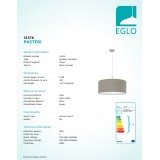 EGLO 31576 | Eglo-Pasteri-T Eglo visiace svietidlo 1x E27 matný tmavošedý, biela, matný nikel