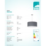 EGLO 31577 | Eglo-Pasteri-G Eglo visiace svietidlo kruhový 1x E27 matná šedá, biela, matný nikel