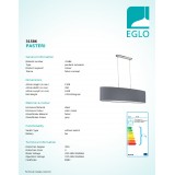 EGLO 31586 | Eglo-Pasteri-G Eglo visiace svietidlo 2x E27 matná šedá, biela, matný nikel