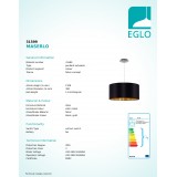 EGLO 31599 | Eglo-Maserlo-BG Eglo visiace svietidlo kruhový 1x E27 lesklá čierna, zlatý, nikel