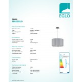 EGLO 31601 | Eglo-Maserlo-GS Eglo visiace svietidlo kruhový 1x E27 sivé, strieborný, matný nikel