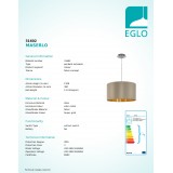 EGLO 31602 | Eglo-Maserlo-TG Eglo visiace svietidlo 1x E27 lesklý tmavošedý, zlatý, matný nikel