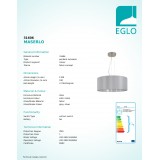 EGLO 31606 | Eglo-Maserlo-GS Eglo visiace svietidlo kruhový 3x E27 sivé, strieborný, matný nikel