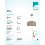 EGLO 31607 | Eglo-Maserlo-TG Eglo visiace svietidlo 3x E27 lesklý tmavošedý, zlatý, matný nikel