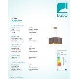 EGLO 31608 | Eglo-Maserlo-CG Eglo visiace svietidlo kruhový 3x E27 lesklé cappuccino, zlatý, matný nikel