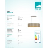 EGLO 31613 | Eglo-Maserlo-TG Eglo visiace svietidlo oválny 2x E27 lesklý tmavošedý, zlatý, matný nikel