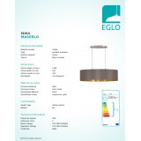 EGLO 31614 | Eglo-Maserlo-CG Eglo visiace svietidlo oválny 2x E27 lesklé cappuccino, zlatý, matný nikel