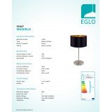 EGLO 31627 | Eglo-Maserlo-BG Eglo stolové svietidlo 42cm prepínač na vedení 1x E27 lesklá čierna, zlatý, matný nikel