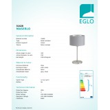 EGLO 31628 | Eglo-Maserlo-GS Eglo stolové svietidlo kruhový 42cm prepínač na vedení 1x E27 sivé, strieborný, matný nikel