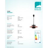 EGLO 31666 | Brenda Eglo visiace svietidlo nastaviteľná výška 1x E27 čierna, mosadz