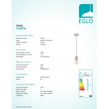 EGLO 32531 | Yorth Eglo visiace svietidlo 1x E27 sivé
