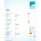EGLO 32539 | Yorth Eglo visiace svietidlo 1x E27 matná meď, čierna