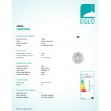 EGLO 32821 | Fabessa Eglo visiace svietidlo 1x E27 matný nikel, biela