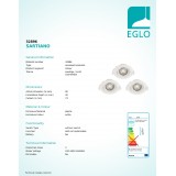 EGLO 32896 | Sartiano Eglo zabudovateľné svietidlo kruhový 3 dielna súprava, sklápacie Ø90mm 3x LED 1410lm 3000K biela