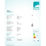 EGLO 33014 | Talbot-2 Eglo visiace svietidlo 1x E14 biela, sivé