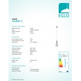 EGLO 33039 | Talbot-2 Eglo visiace svietidlo 1x E27 sivé, biela