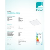EGLO 33107 | Salobrena-RGBW Eglo sadrokartónový strop RGBW LED panel štvorec diaľkový ovládač regulovateľná intenzita svetla, meniace farbu 1x LED 2400lm 4000K biela