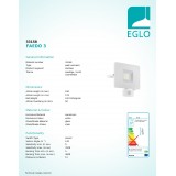 EGLO 33158 | Faedo Eglo svetlomet svietidlo - Samsung Chip pohybový senzor, svetelný senzor - súmrakový spínač otočné prvky 1x LED 2750lm 4000K IP44 biela, priesvitná