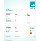 EGLO 33163 | Townshend Eglo stolové svietidlo 50cm prepínač na vedení 1x E27 biela, hnedá