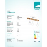 EGLO 33166 | Townshend Eglo stropné svietidlo 3x E27 biela, hnedá