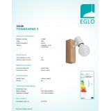 EGLO 33168 | Townshend-3 Eglo spot svietidlo otočné prvky 1x E27 hnedá, biela