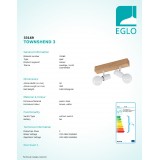 EGLO 33169 | Townshend-3 Eglo spot svietidlo otočné prvky 2x E27 hnedá, biela