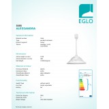 EGLO 3355 | Alassandra Eglo visiace svietidlo nastaviteľná výška 1x E27 biela, alabaster