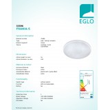 EGLO 33596 | Frania-S Eglo stenové, stropné svietidlo kruhový 1x LED 900lm 4000K biela, kryštálový efekt