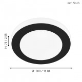 EGLO 33682 | Carpi-LED Eglo stenové, stropné svietidlo kruhový 1x LED 950lm 3000K IP44 čierna, biela