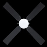 EGLO 35122 | Fortaleza Eglo svietidlo s ventilátorom stropné 2x prepínač na ťah 1x E27 matná čierna, dub, opál